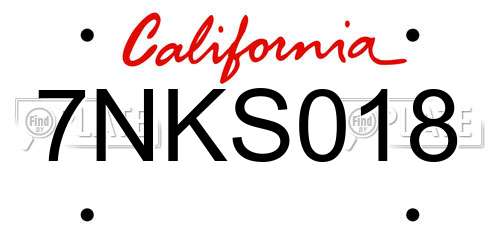 7NKS018 California License Plate