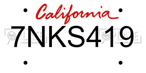 7NKS419 California License Plate