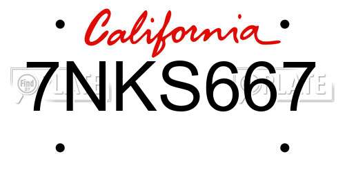 7NKS667 California License Plate