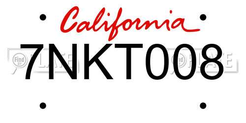 7NKT008 California License Plate
