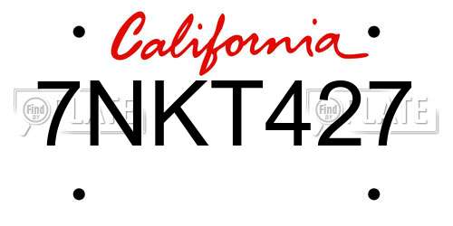 7NKT427 California License Plate