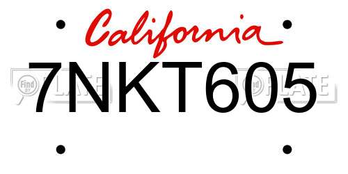 7NKT605 California License Plate