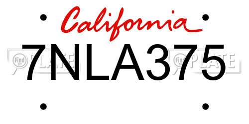 7NLA375 California License Plate