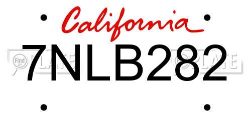 7NLB282 California License Plate