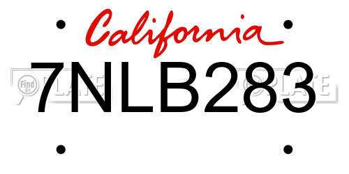 7NLB283 California License Plate