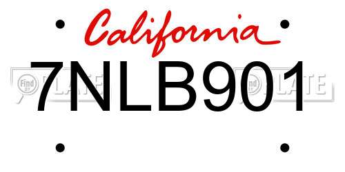 7NLB901 California License Plate
