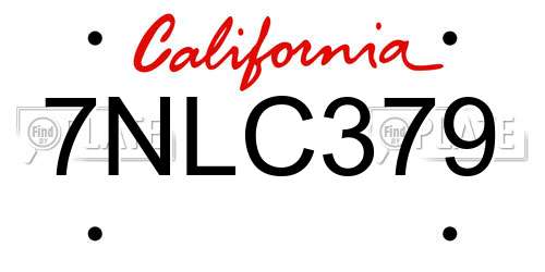 7NLC379 California License Plate
