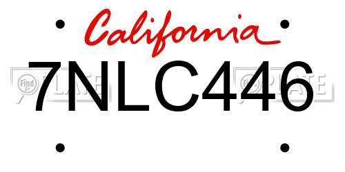 7NLC446 California License Plate