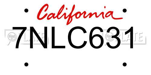 7NLC631 California License Plate