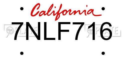 7NLF716 California License Plate