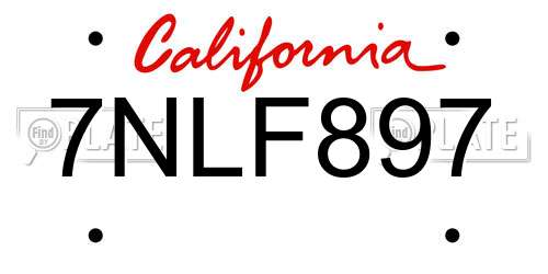 7NLF897 California License Plate