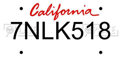 7NLK518 California License Plate