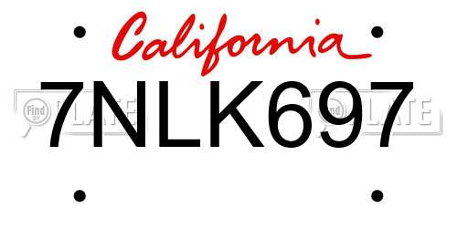 7NLK697 California License Plate
