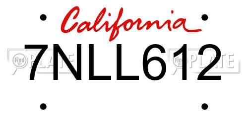 7NLL612 California License Plate