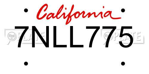 7NLL775 California License Plate