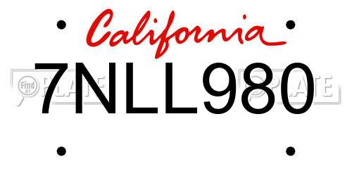 7NLL980 California License Plate