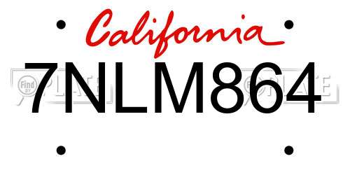 7NLM864 California License Plate