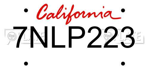 7NLP223 California License Plate