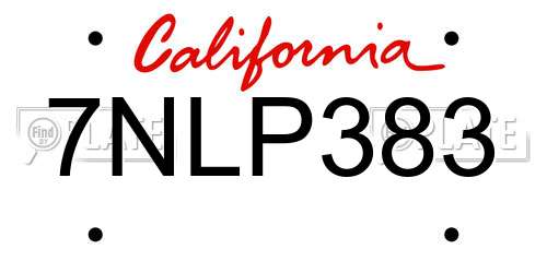 7NLP383 California License Plate