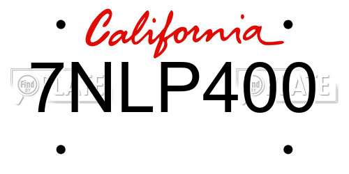 7NLP400 California License Plate