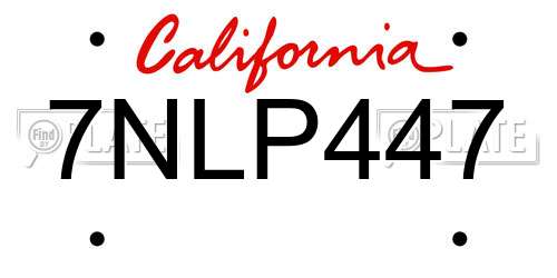 7NLP447 California License Plate