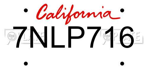 7NLP716 California License Plate