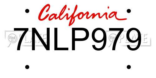 7NLP979 California License Plate