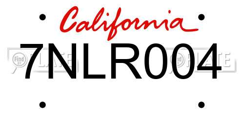 7NLR004 California License Plate