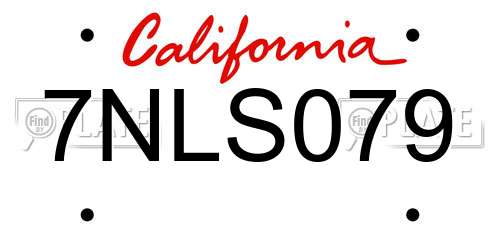 7NLS079 California License Plate