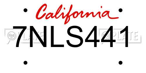 7NLS441 California License Plate