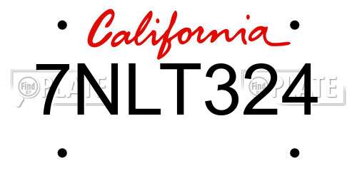 7NLT324 California License Plate
