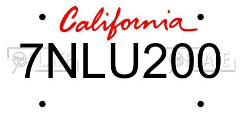 7NLU200 California License Plate