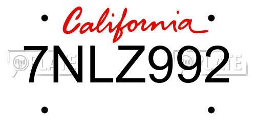 7NLZ992 California License Plate