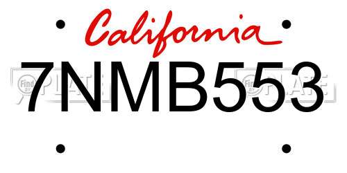 7NMB553 California License Plate