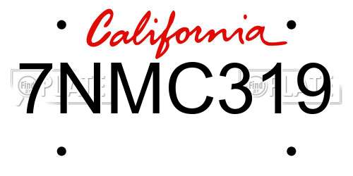 7NMC319 California License Plate