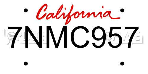 7NMC957 California License Plate