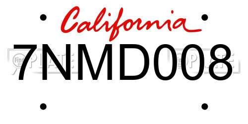 7NMD008 California License Plate