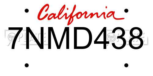 7NMD438 California License Plate