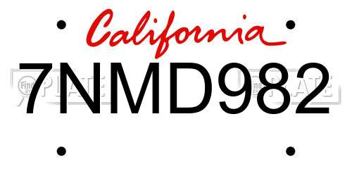7NMD982 California License Plate