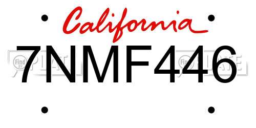 7NMF446 California License Plate