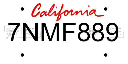 7NMF889 California License Plate