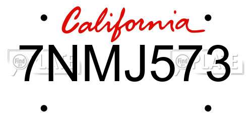 7NMJ573 California License Plate
