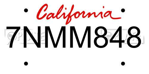 7NMM848 California License Plate