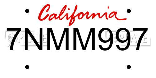 7NMM997 California License Plate