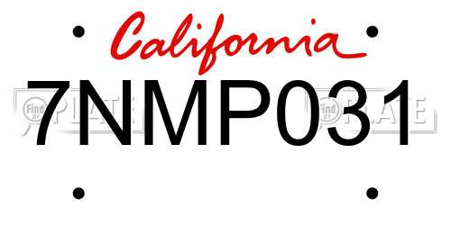 7NMP031 California License Plate