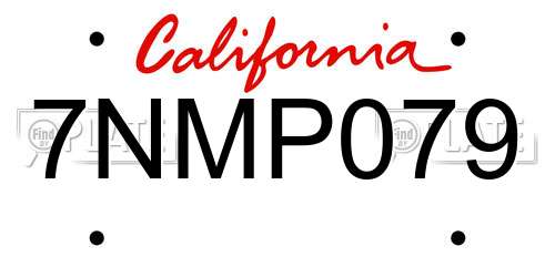 7NMP079 California License Plate