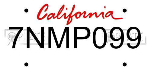 7NMP099 California License Plate