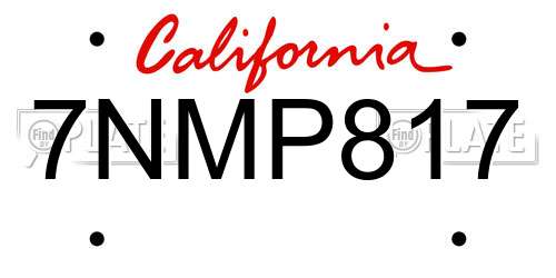 7NMP817 California License Plate