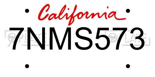 7NMS573 California License Plate