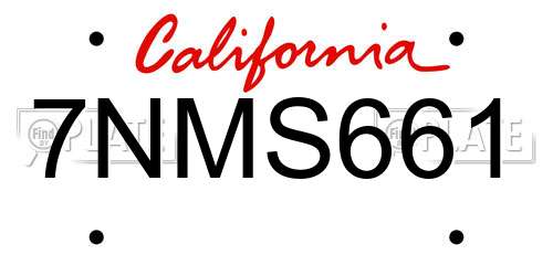 7NMS661 California License Plate